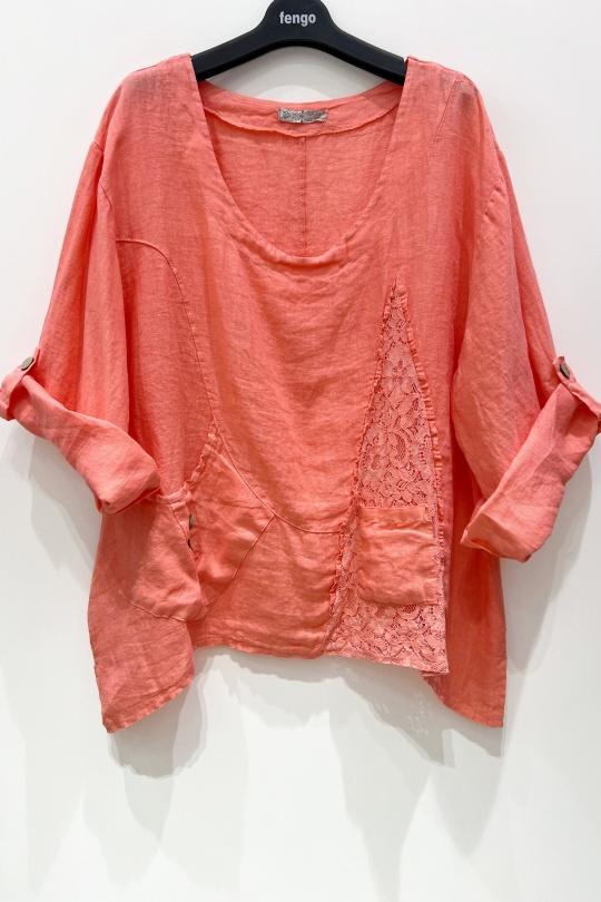 Camicette Donna Corail Pretty Collection BLOUSE-LARGE-LIN-DENTELLE Efashion Paris