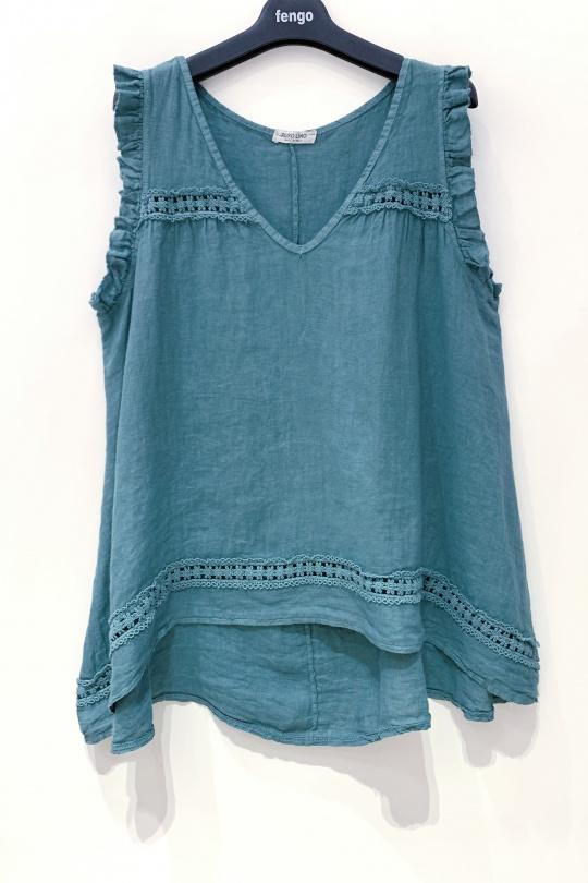 Débardeurs Femme Vert d eau Pretty Collection TOP-LIN-DENTELLE Efashion Paris