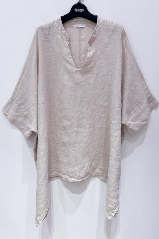 Tuniques Femme Beige Pretty Collection TUNIQUE-LIN-PALOMA Efashion Paris