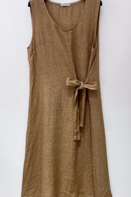 Midi dresses Women Camel Pretty Collection ROBE-LIN-CHARLIE-NOEUD Efashion Paris