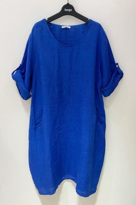 Robes mi-longues Femme Bleu royal Pretty Collection ROBE-LIN-2P Efashion Paris