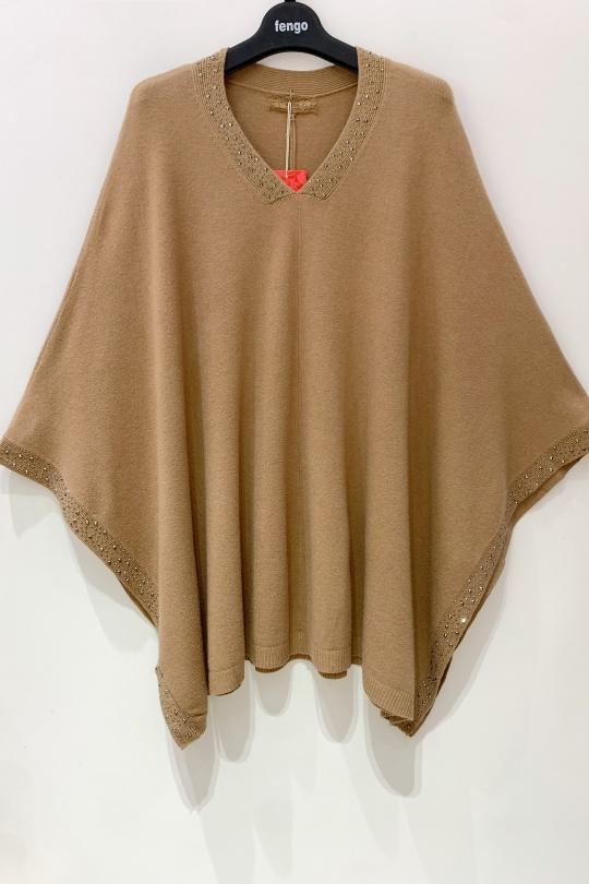 Capes et ponchos Femme Camel Pretty Collection PONCHO-STRASS Efashion Paris