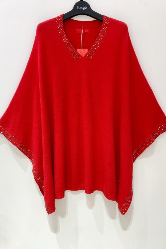 Capes and ponchos Women Red Pretty Collection PONCHO-101 Efashion Paris