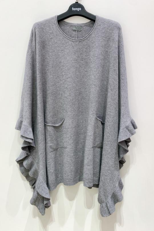 Capes et ponchos Femme Gris foncé Pretty Collection PONCHO-VOLANTS-104 Efashion Paris
