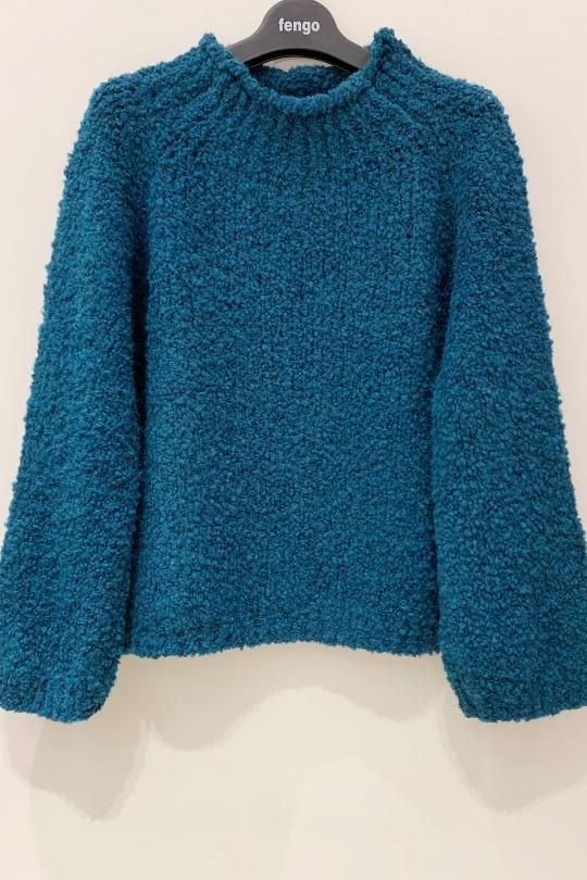 Pulls Femme Bleu canard Pretty Collection PULL-BOUCLETTE-25WAM935 Efashion Paris