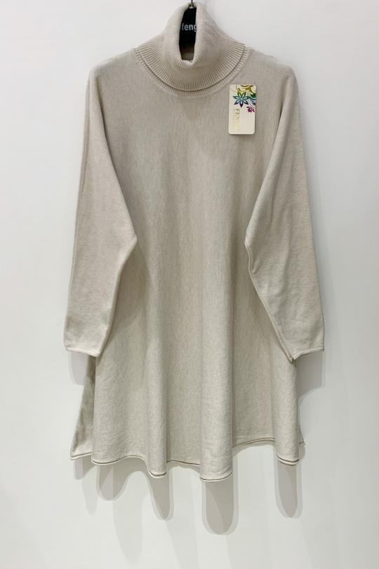 Abiti al polpaccio Donna Beige Pretty Collection ROBE-PULL-1253 Efashion Paris