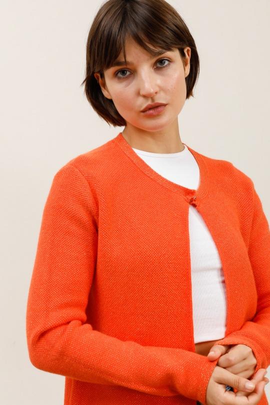 Gilets Femme Orange Pretty Collection GILET-8717LUREX Efashion Paris