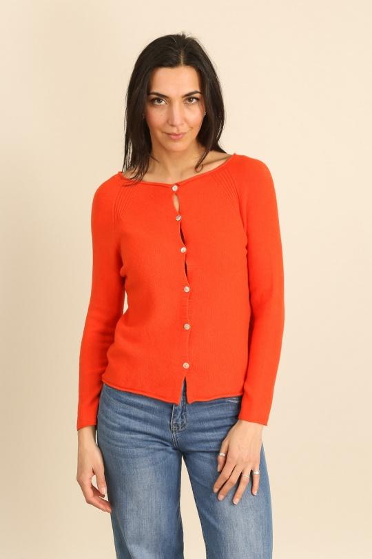 Gilets Femme Orange Pretty Collection PULL/GILET-1706 Efashion Paris