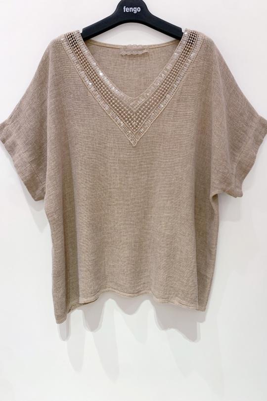 Tops Femme Fuchsia/Rose Pretty Collection BLOUSE-LC-SEQUINS Efashion Paris