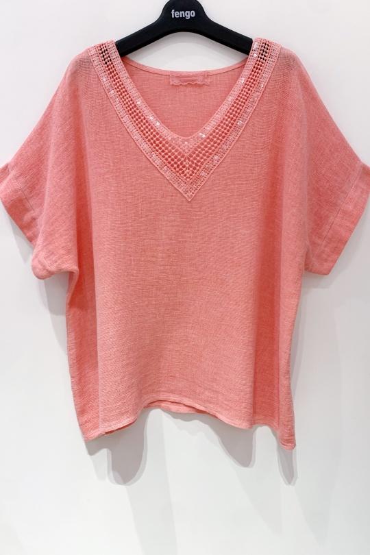 Tops Femme Fuchsia/Rose Pretty Collection BLOUSE-LC-SEQUINS Efashion Paris