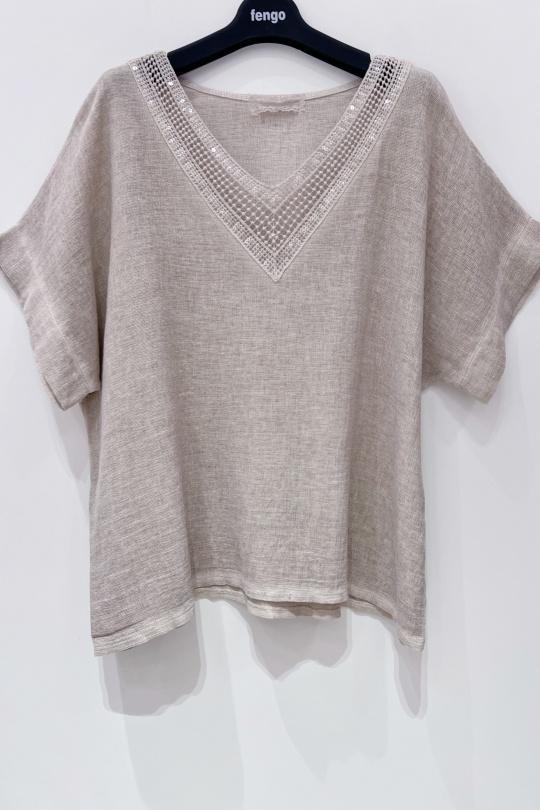 Tops Femme Fuchsia/Rose Pretty Collection BLOUSE-LC-SEQUINS Efashion Paris