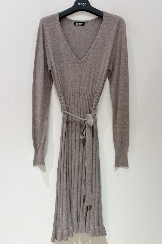 Vestidos cortos Mujer Taupe Pretty Collection ROBE-ATTACHE-1101 Efashion Paris