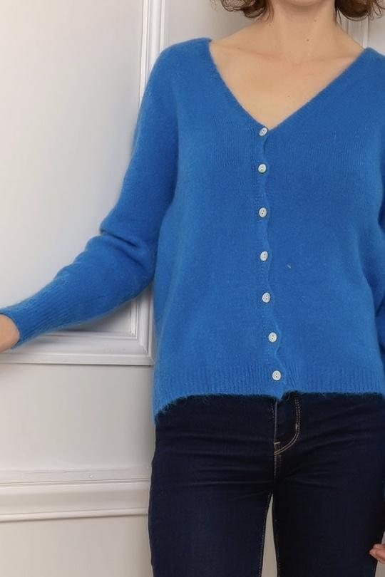 Cardigans Women White Pretty Collection GILET-MOHAIR-DOUX-3D Efashion Paris