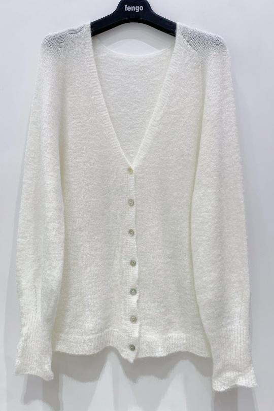 Cardigans Women White Pretty Collection GILET-MOHAIR-DOUX-3D Efashion Paris