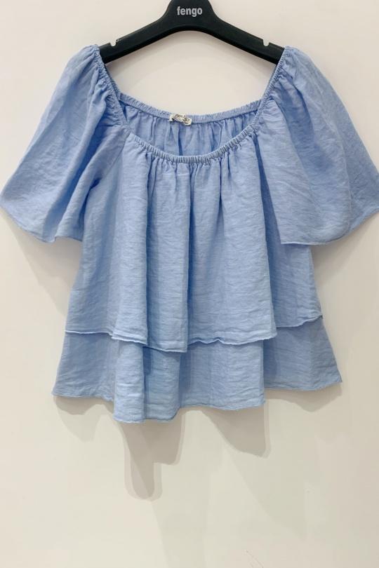 Tops Femme Bleu ciel Pretty Collection BLOUSE-LIN-045 Efashion Paris