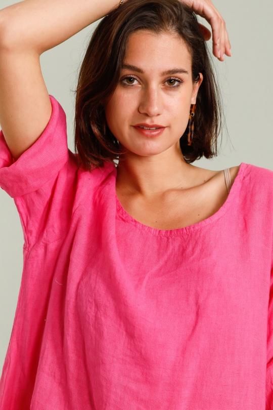 Robes mi-longues Femme Fuchsia/Rose Pretty Collection ROBE-LIN-2P Efashion Paris