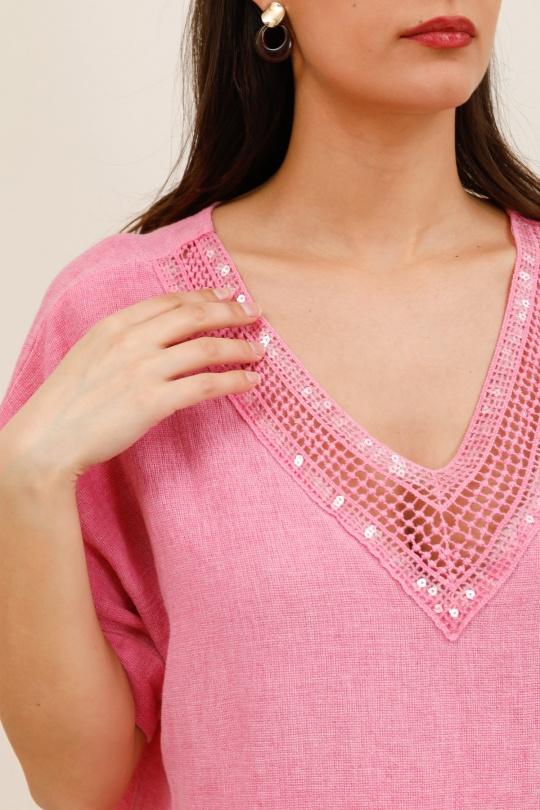 Tops Femme Fuchsia/Rose Pretty Collection TOP-LC-10310 Efashion Paris