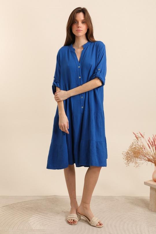 Robes mi-longues Femme Bleu royal Pretty Collection ROBE-SELENA Efashion Paris