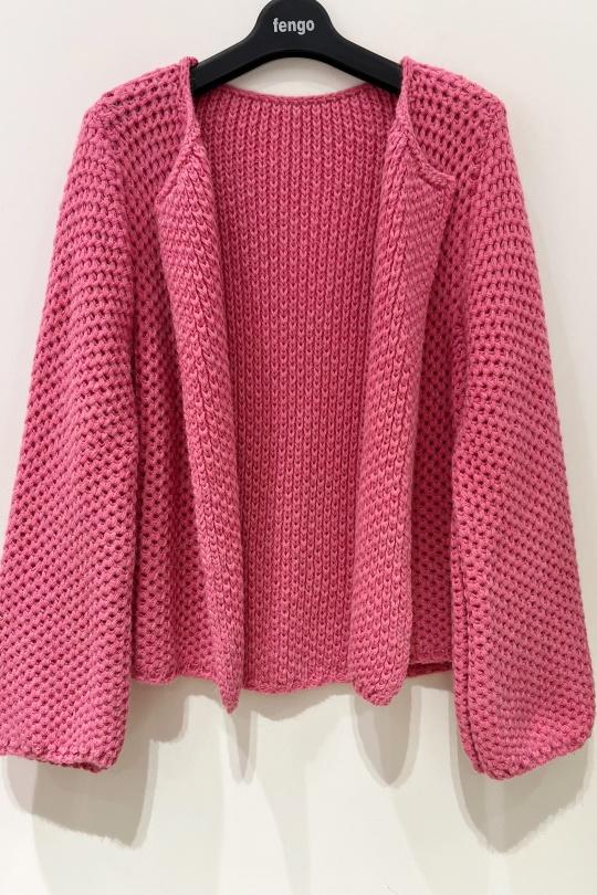 Cardigans Women Fuchsia/Pink Pretty Collection VESTE-LAINE-MOHAIR Efashion Paris