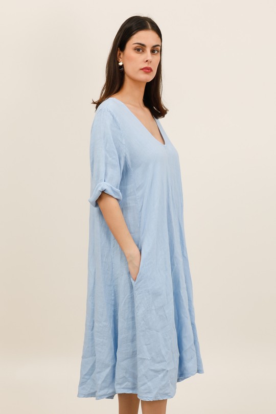 Robes mi-longues Femme Jaune pastel Pretty Collection ROBE-LIN-41A Efashion Paris