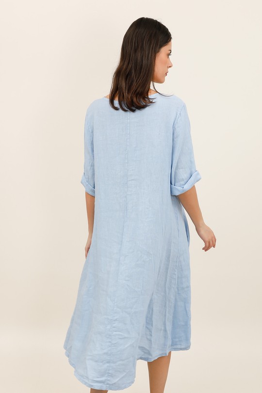 Robes mi-longues Femme Jaune pastel Pretty Collection ROBE-LIN-41A Efashion Paris