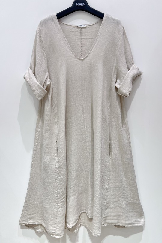Robes mi-longues Femme Jaune pastel Pretty Collection ROBE-LIN-41A Efashion Paris