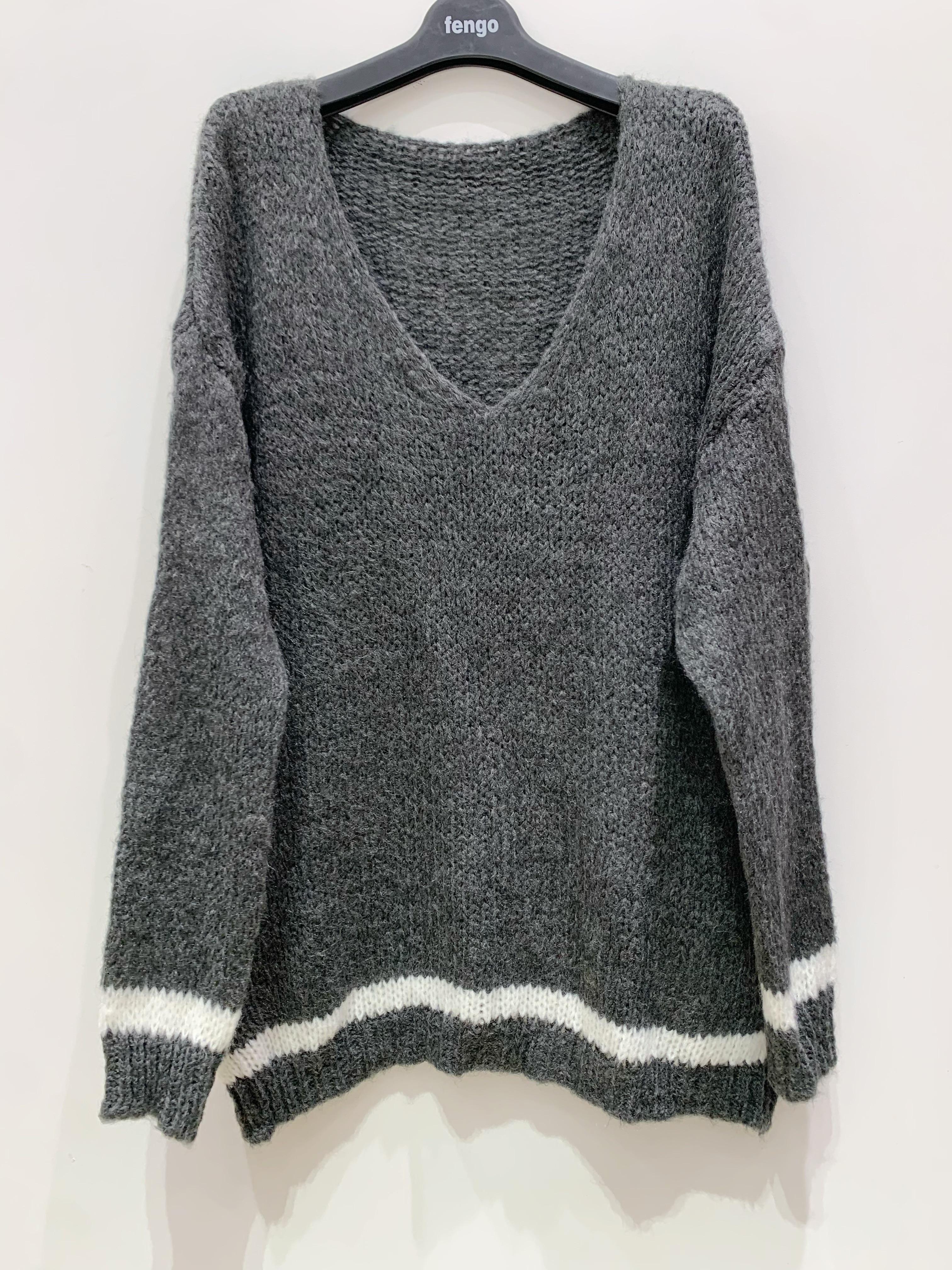 Pulls Femme Gris anthracite Pretty Collection PULL-LAINE-2587 #c Efashion Paris