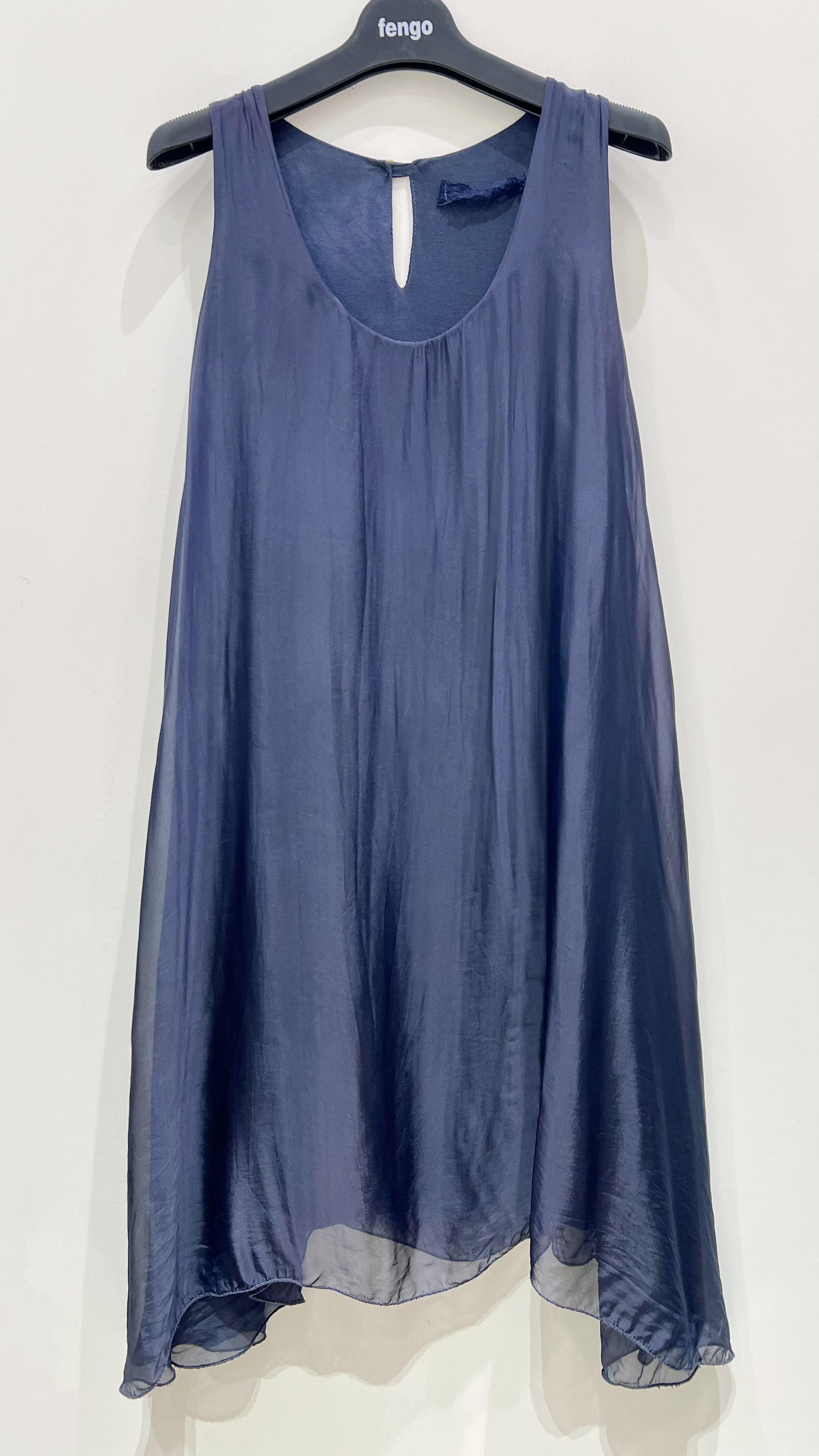 Robes mi-longues Femme Bleu marine Pretty Collection ST-ROBE-SOIE #c Efashion Paris