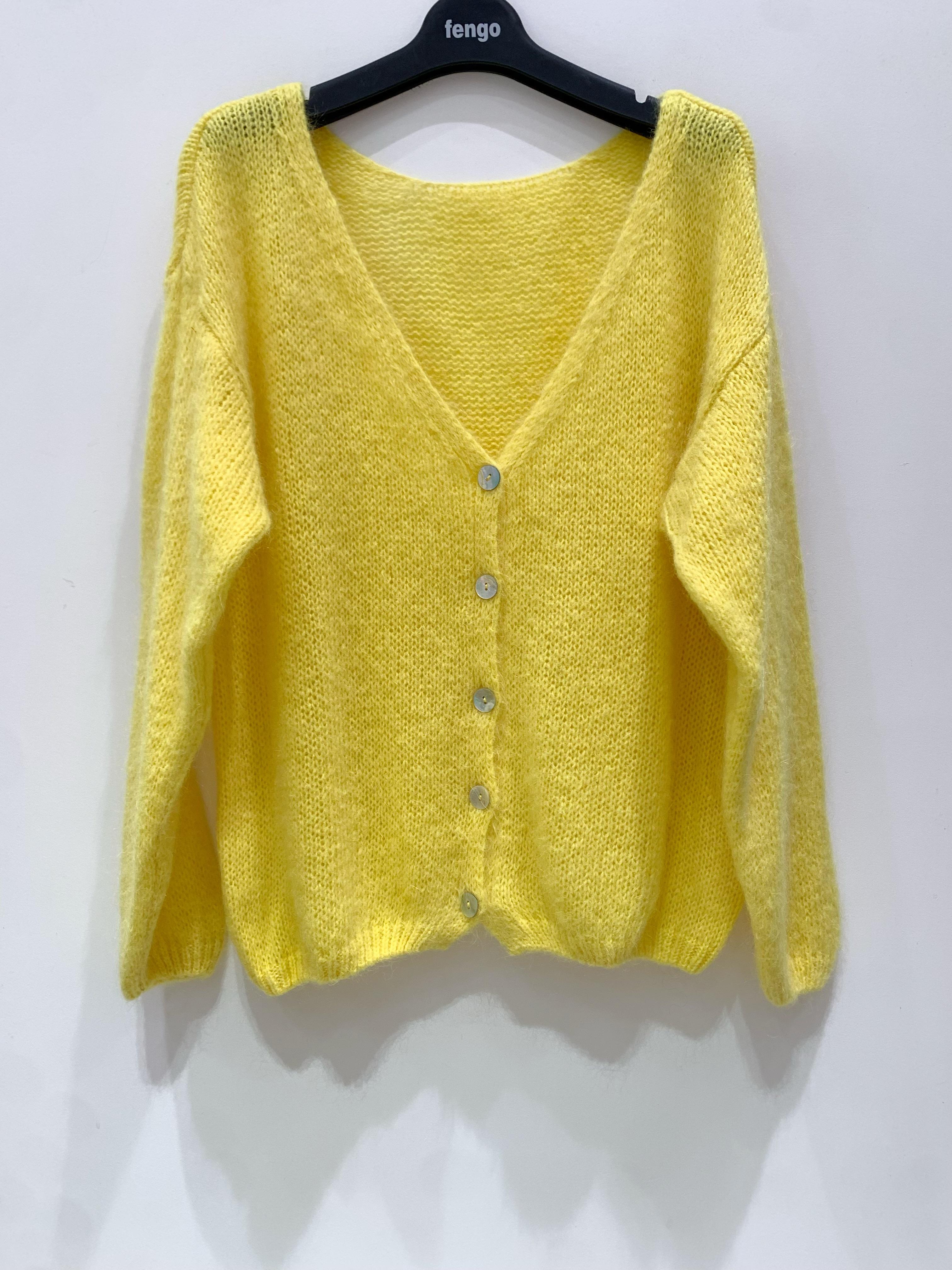 Gilets Femme Jaune Citron Pretty Collection GILET-MOHAIR-20115A #c Efashion Paris