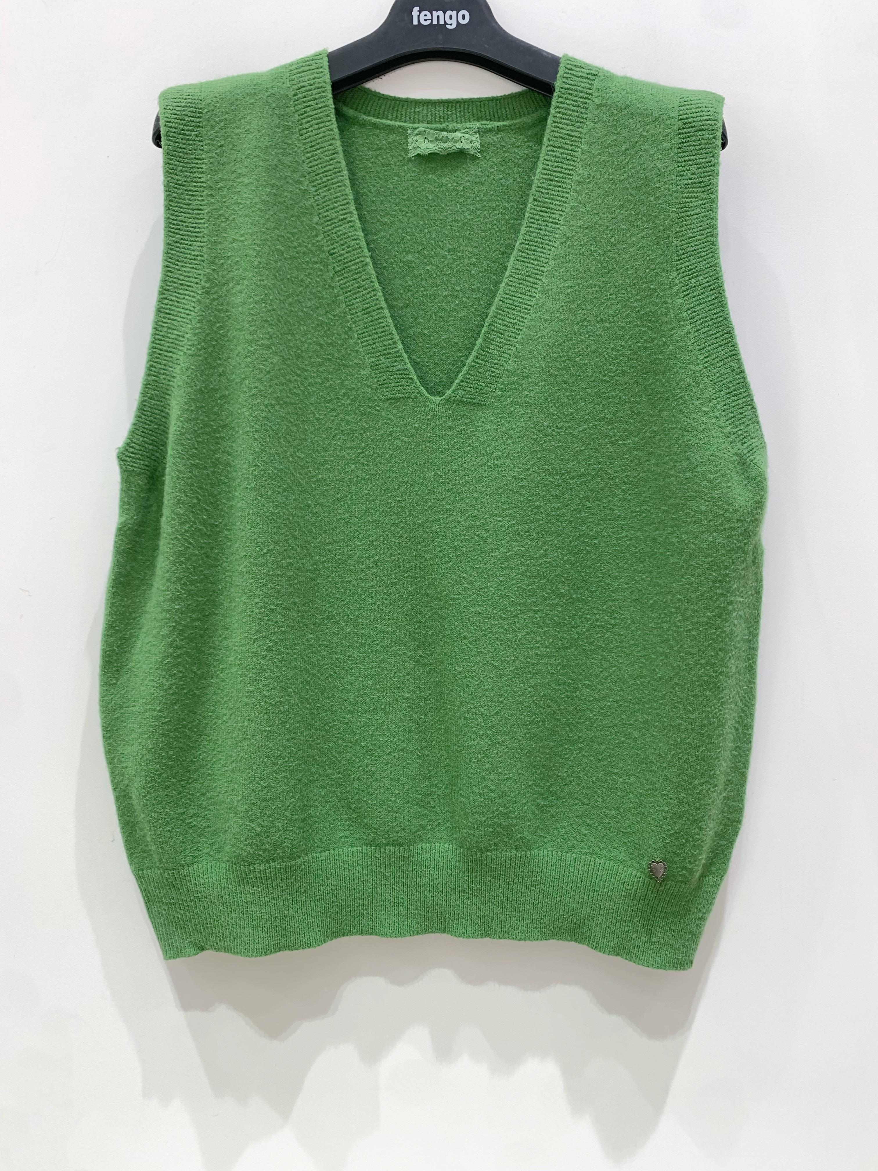 Pulls Femme Vert gazon Pretty Collection PULL-2145SANS-MANCHES #c Efashion Paris