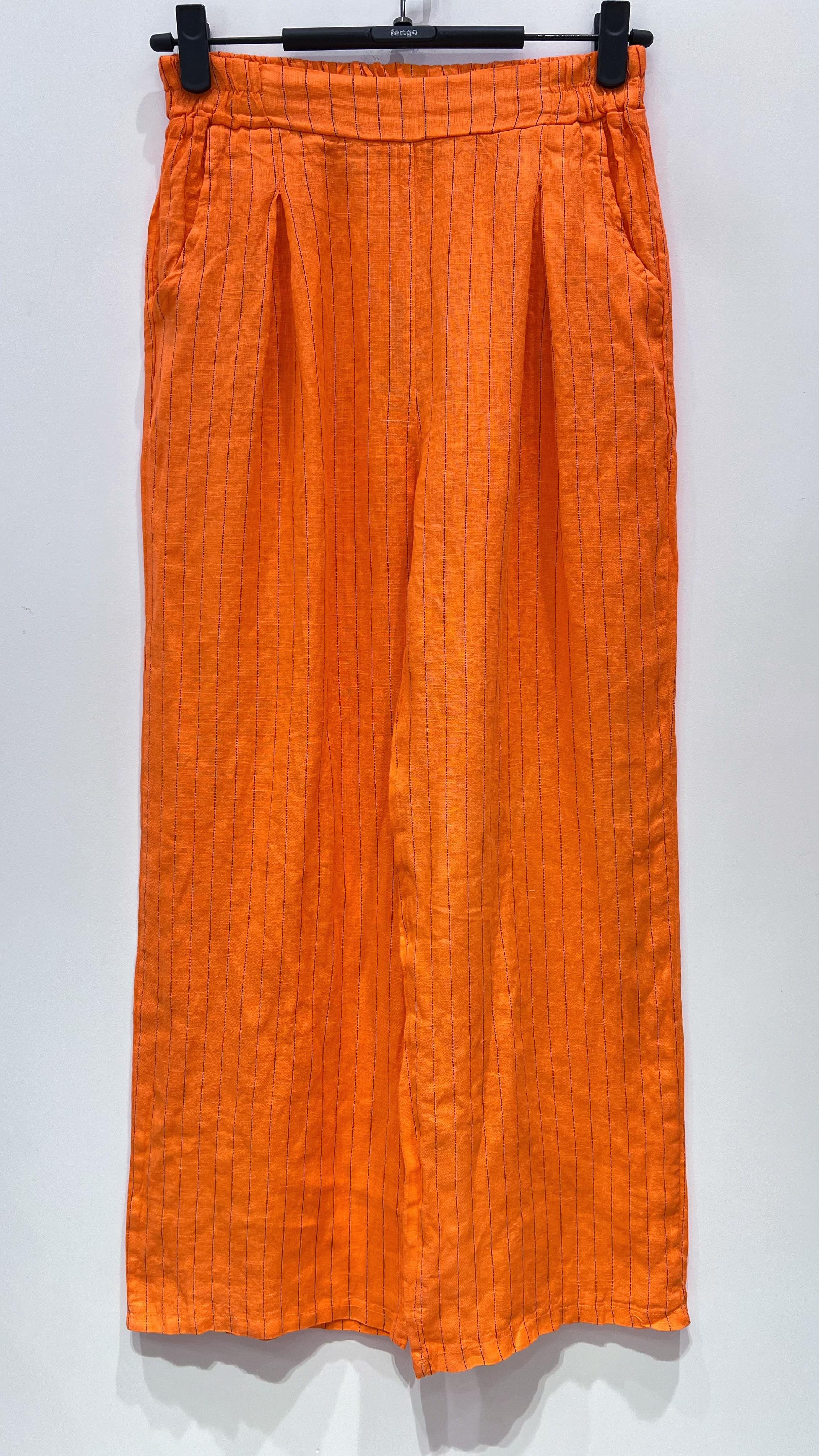 Pantalons Femme Orange Pretty Collection PANTALON-LIN-RAYÉ-96 #c Efashion Paris