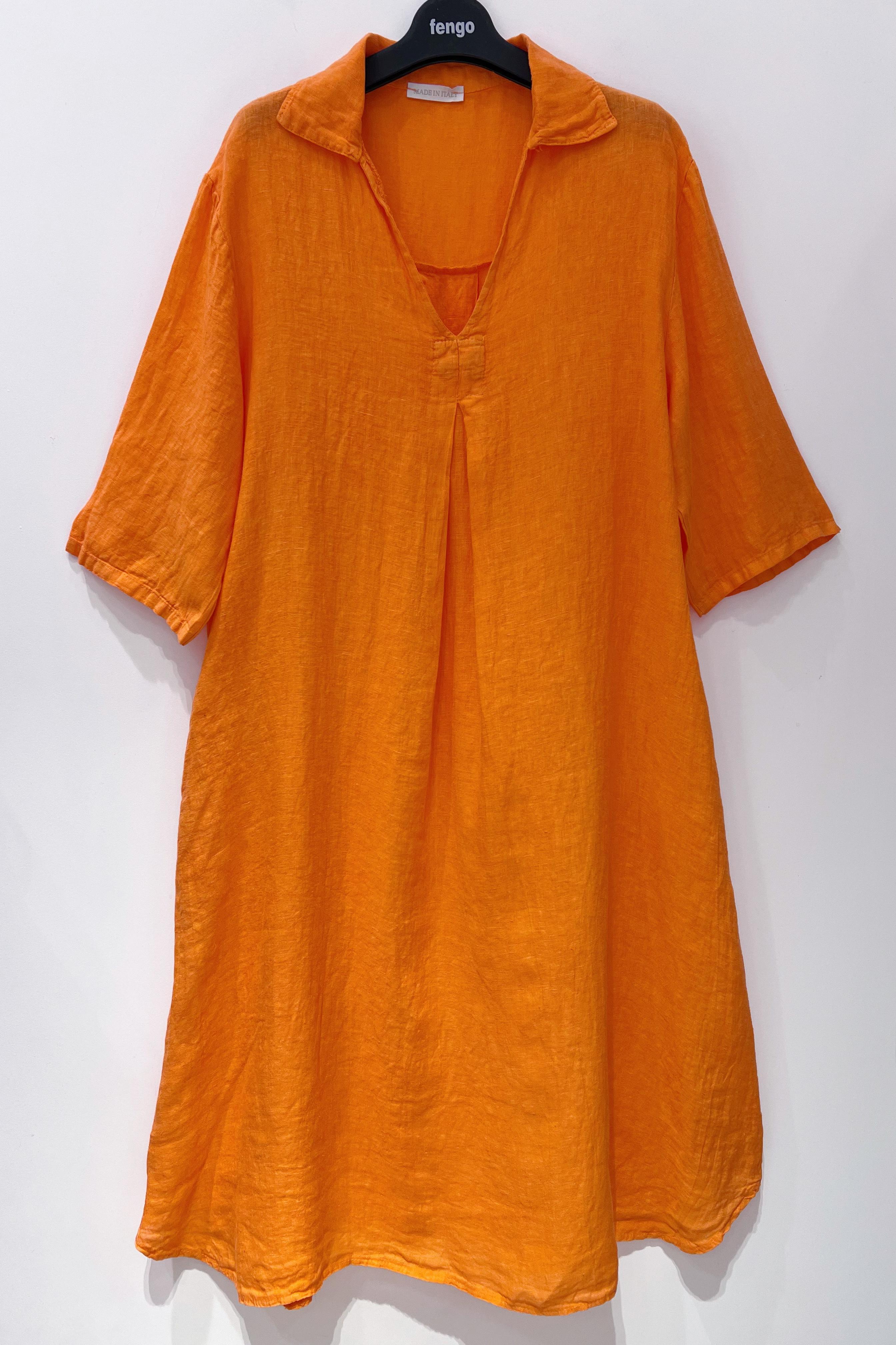 Robes mi-longues Femme Orange Pretty Collection ROBE-LONGUE-LIN #c Efashion Paris