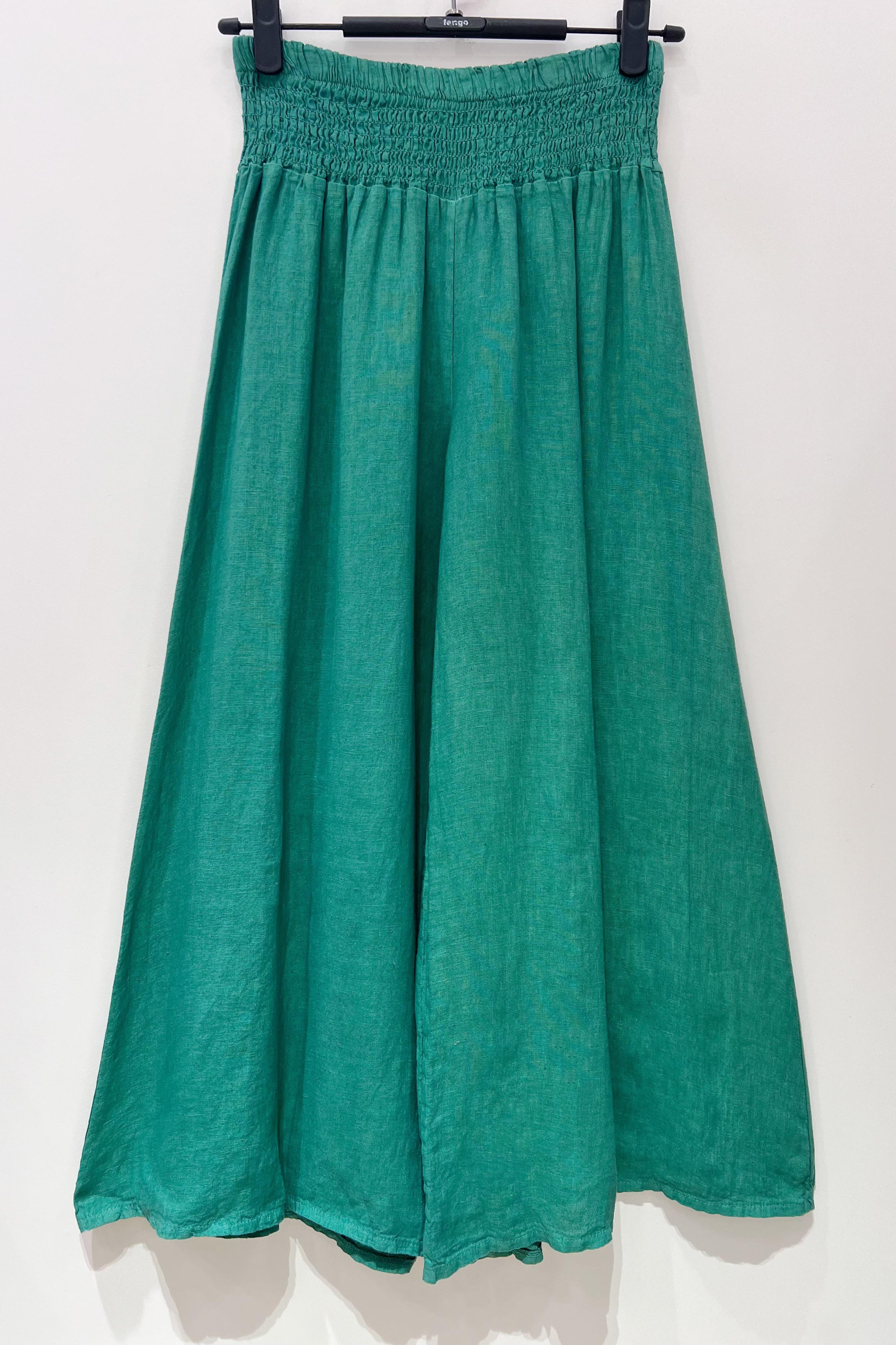 Pantalons Femme Vert émeraude Pretty Collection PANTALON-LARGE-LIN771 #c Efashion Paris