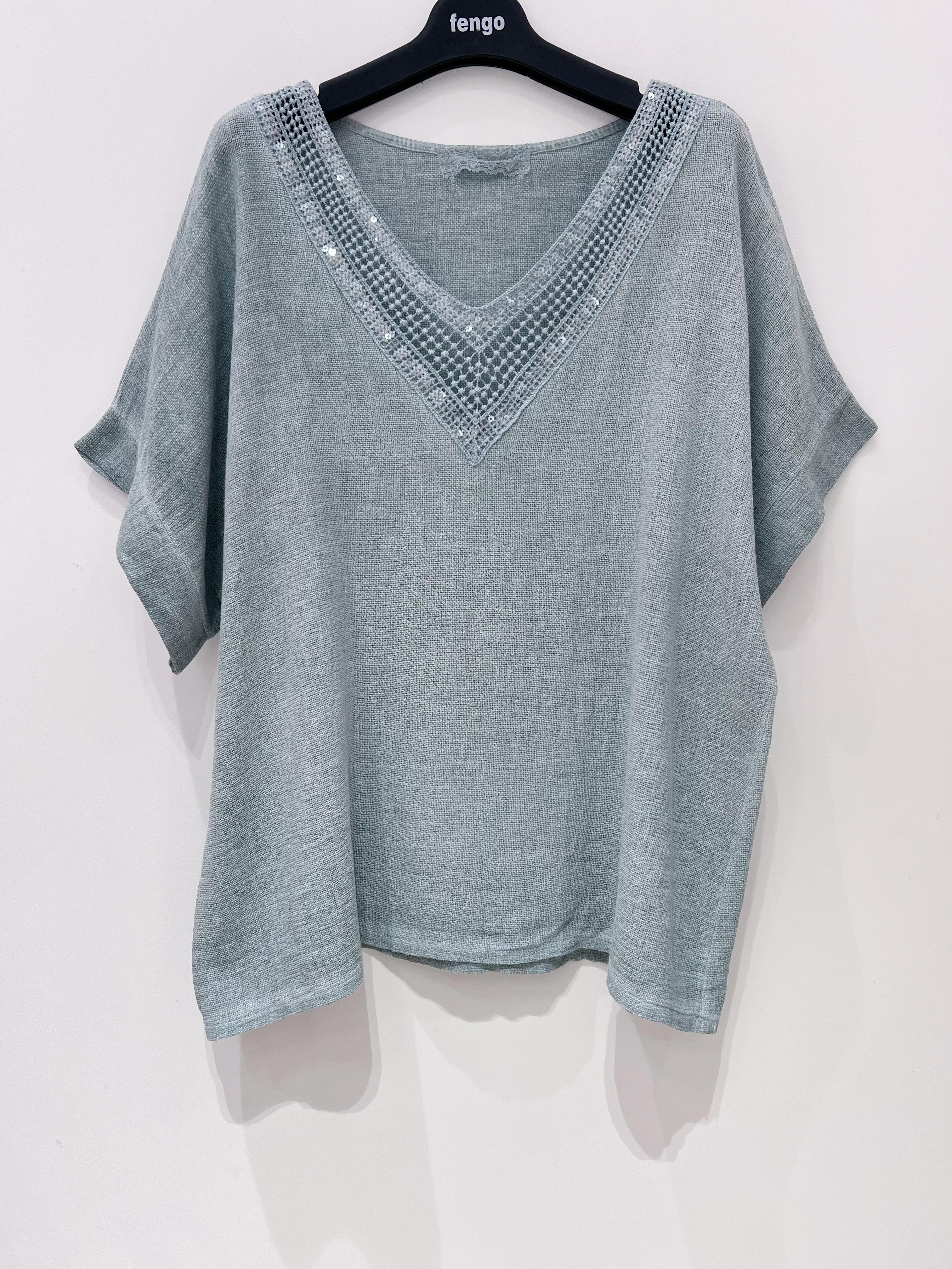 BLOUSE-LC-SEQUINS-VERT D EAU