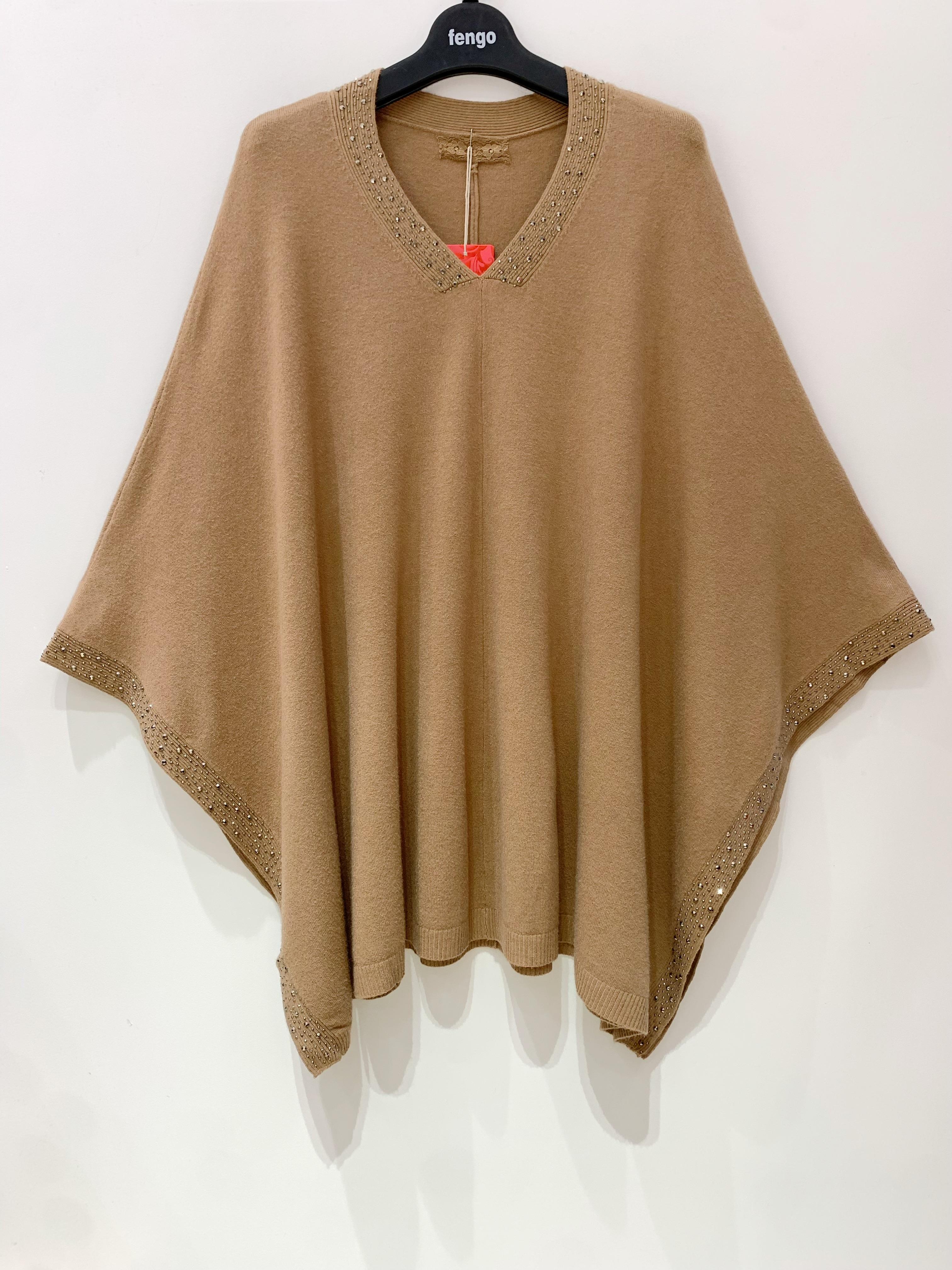 PONCHO-strass-CAMEL