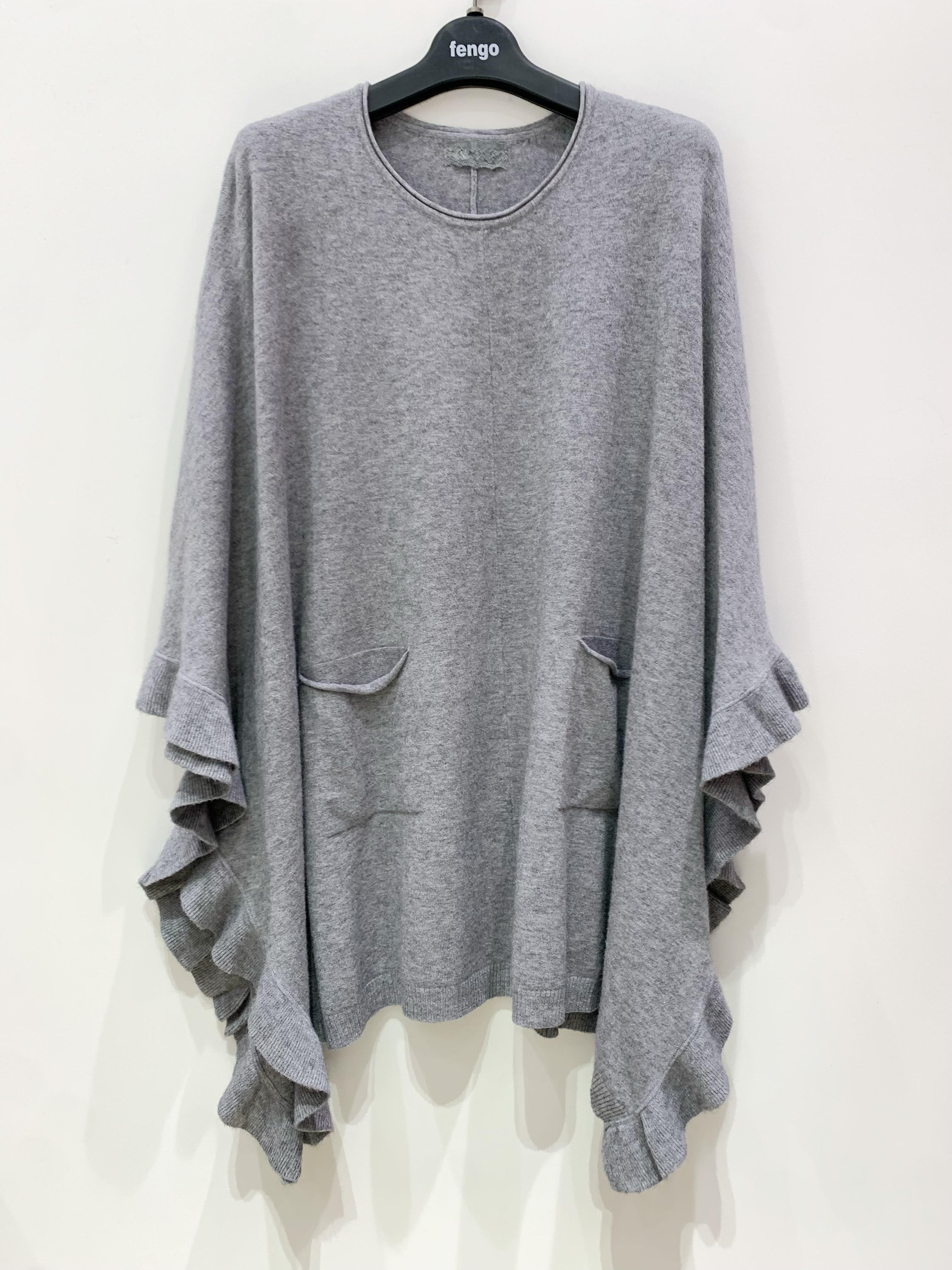 Capes et ponchos Femme Gris foncé Pretty Collection PONCHO-VOLANTS-104 #c Efashion Paris