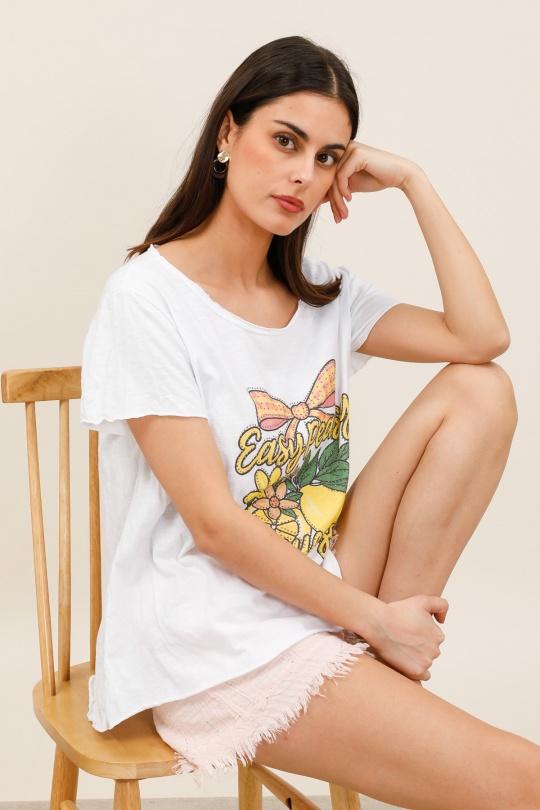 Camisetas Mujer White Nota bene 9061A1 Efashion Paris