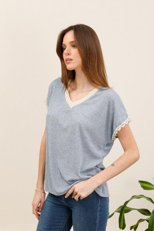Camisetas Mujer Blue Nota bene 7605 Efashion Paris