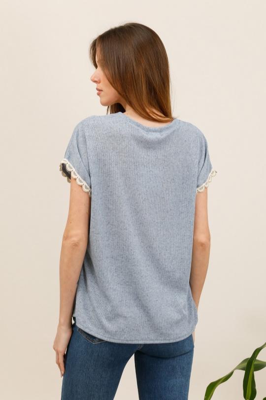 Camisetas Mujer Blue Nota bene 7605 Efashion Paris