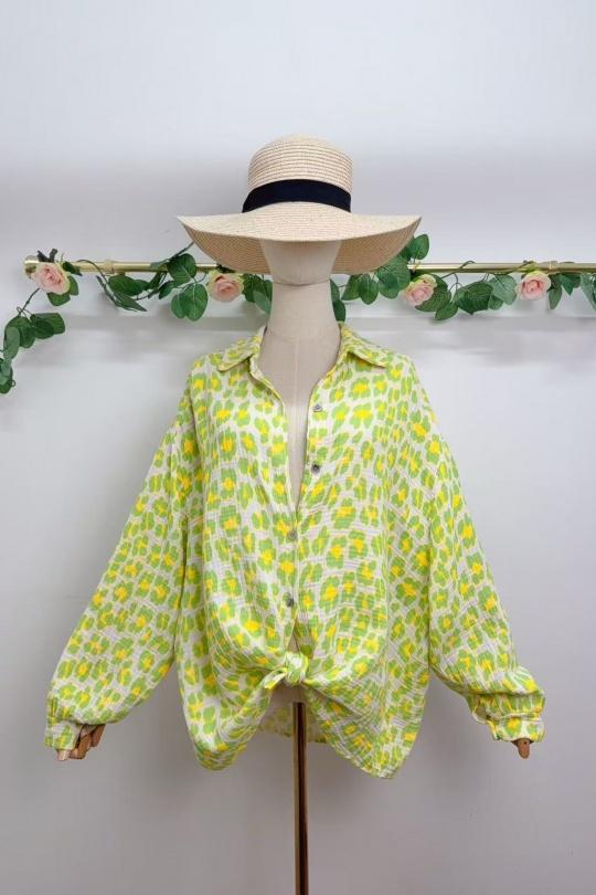 Chemises Femme Vert fluo SAISON DU VENT 9561 Efashion Paris