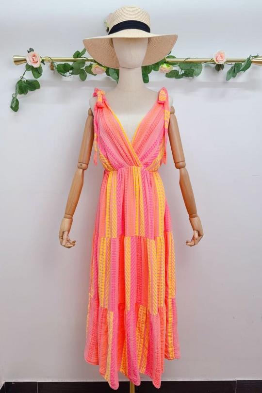 Robes longues Femme Saumon SAISON DU VENT 9664B Efashion Paris