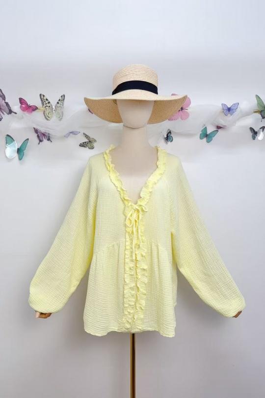 Tops Femme Jaune clair SAISON DU VENT 2632 Efashion Paris