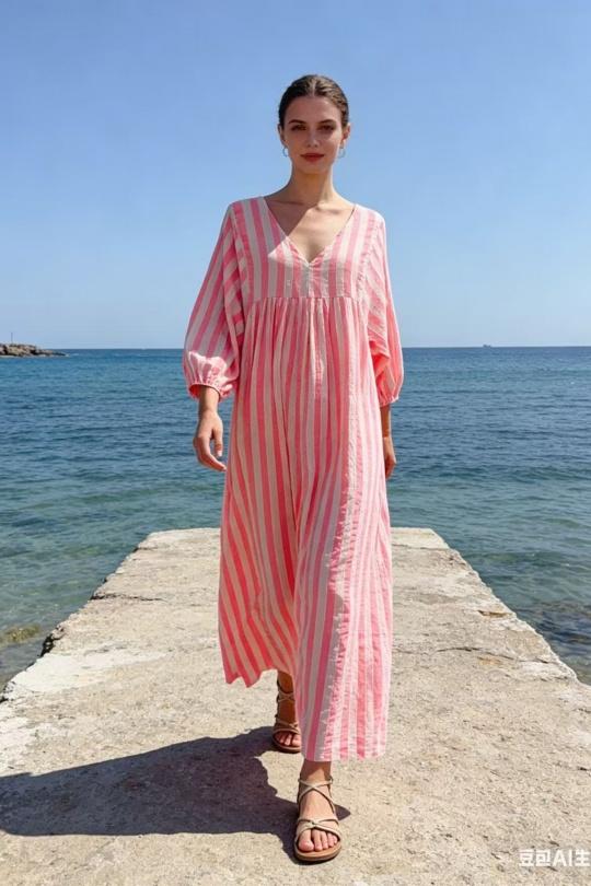 Robes longues Femme Rose fluo SAISON DU VENT 9865 Efashion Paris