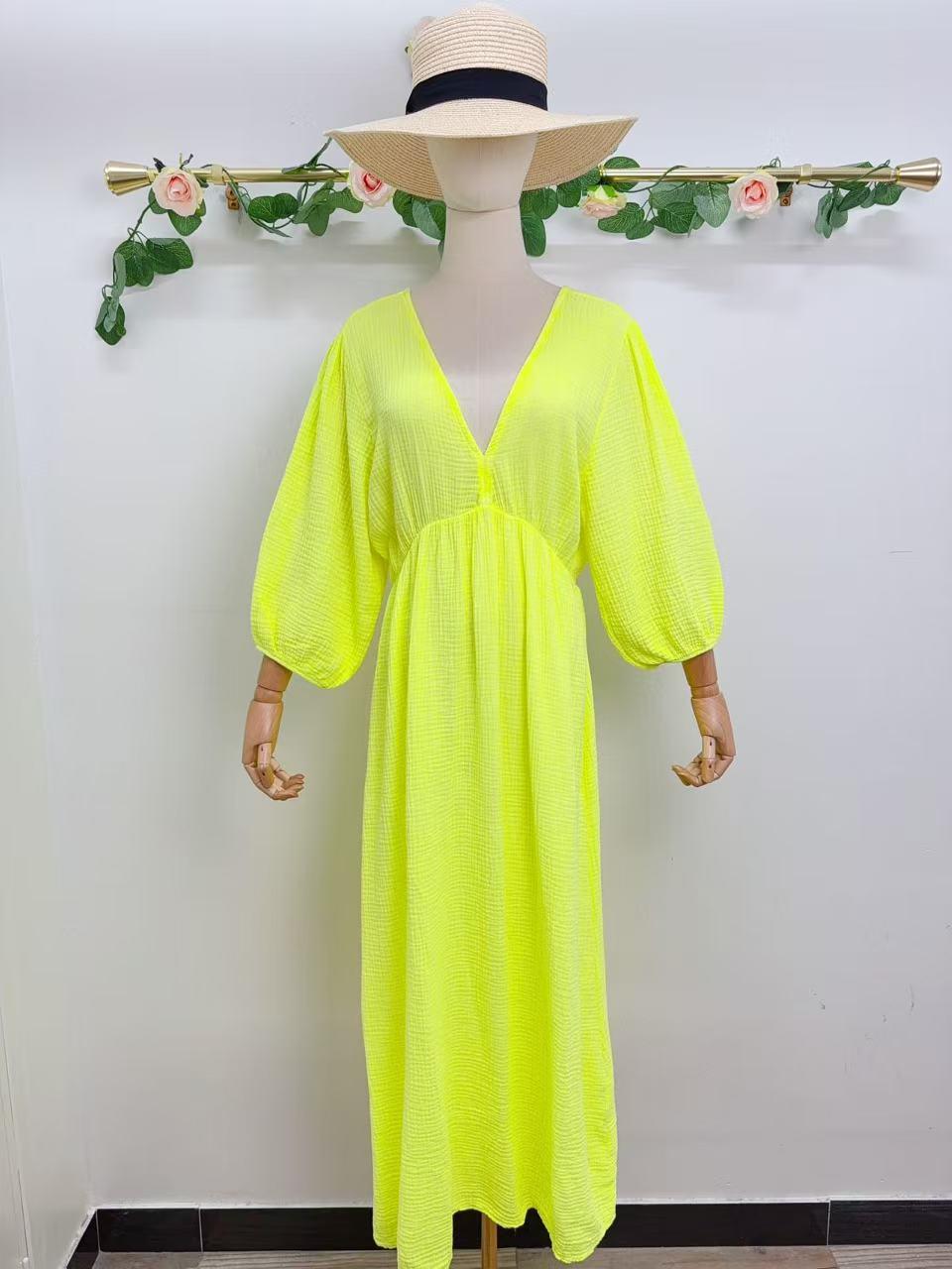 Abiti maxi Donna Yellow fluo SAISON DU VENT 2394 #c Efashion Paris