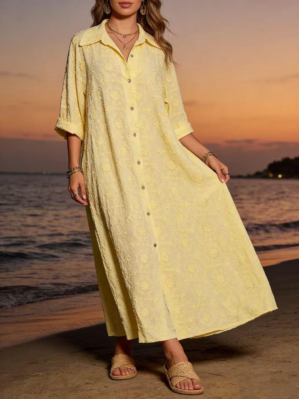 Robes longues Femme Jaune SAISON DU VENT 2508BROD #c Efashion Paris