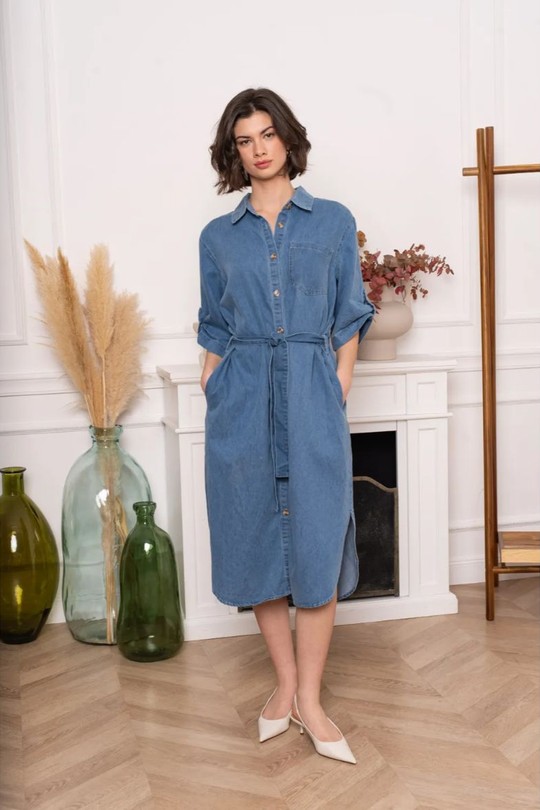 Robes mi-longues Femme Bleu KILKY AP2913 Efashion Paris
