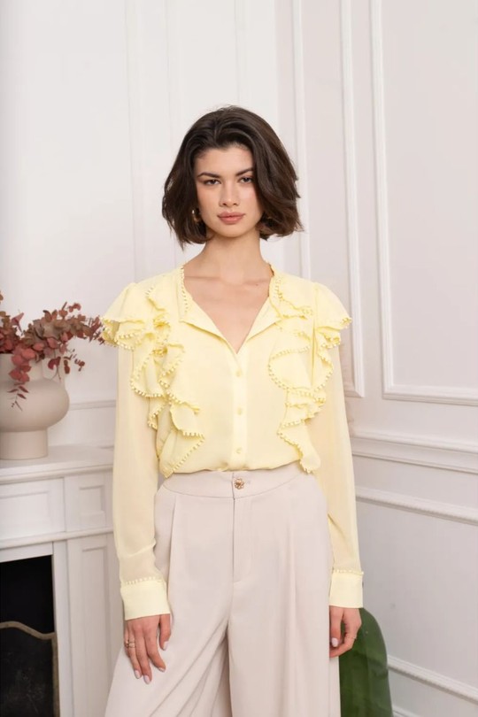 Chemises Femme Jaune clair KILKY DP011 Efashion Paris