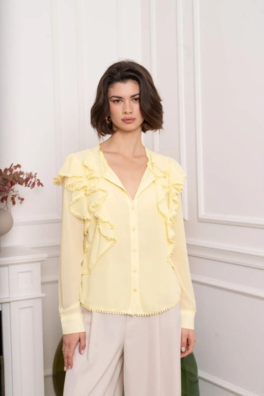 Chemises Femme Jaune clair KILKY DP011 Efashion Paris