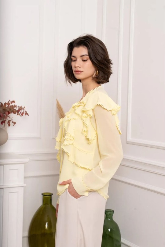 Chemises Femme Jaune clair KILKY DP011 Efashion Paris