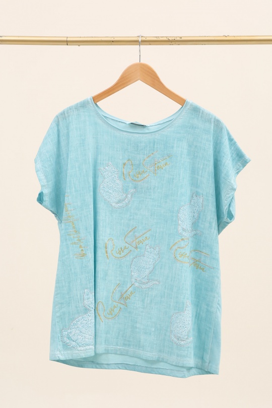  Maglietta Donna Blue/Turquoise Charmod T3083 Efashion Paris